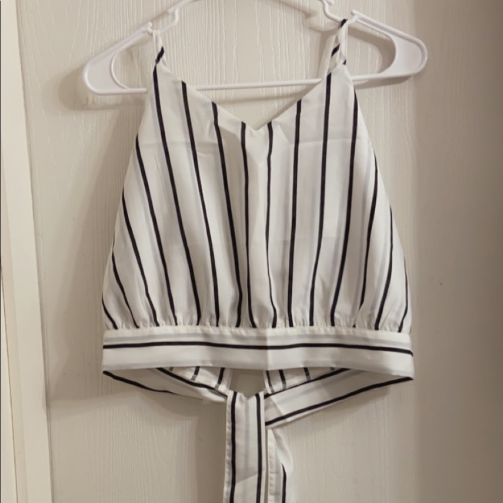 Black and white striped crop top